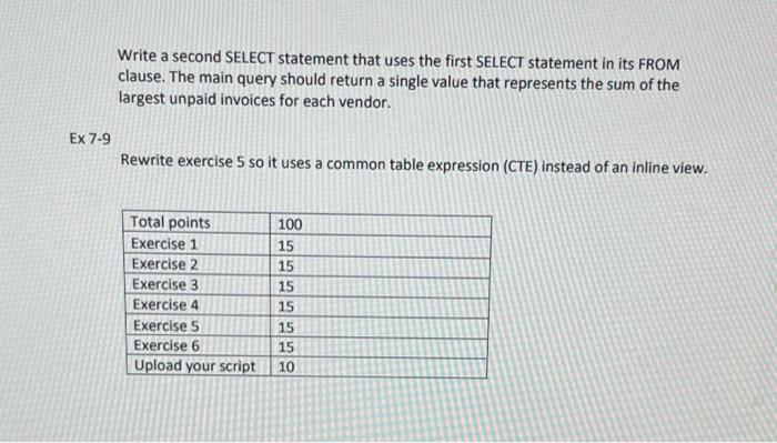 Solved Ex 6-2 Write a SELECT statement that returns one row | Chegg.com