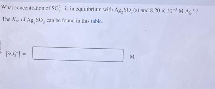 Solved What concentration of SO32− is in equilibrium with | Chegg.com