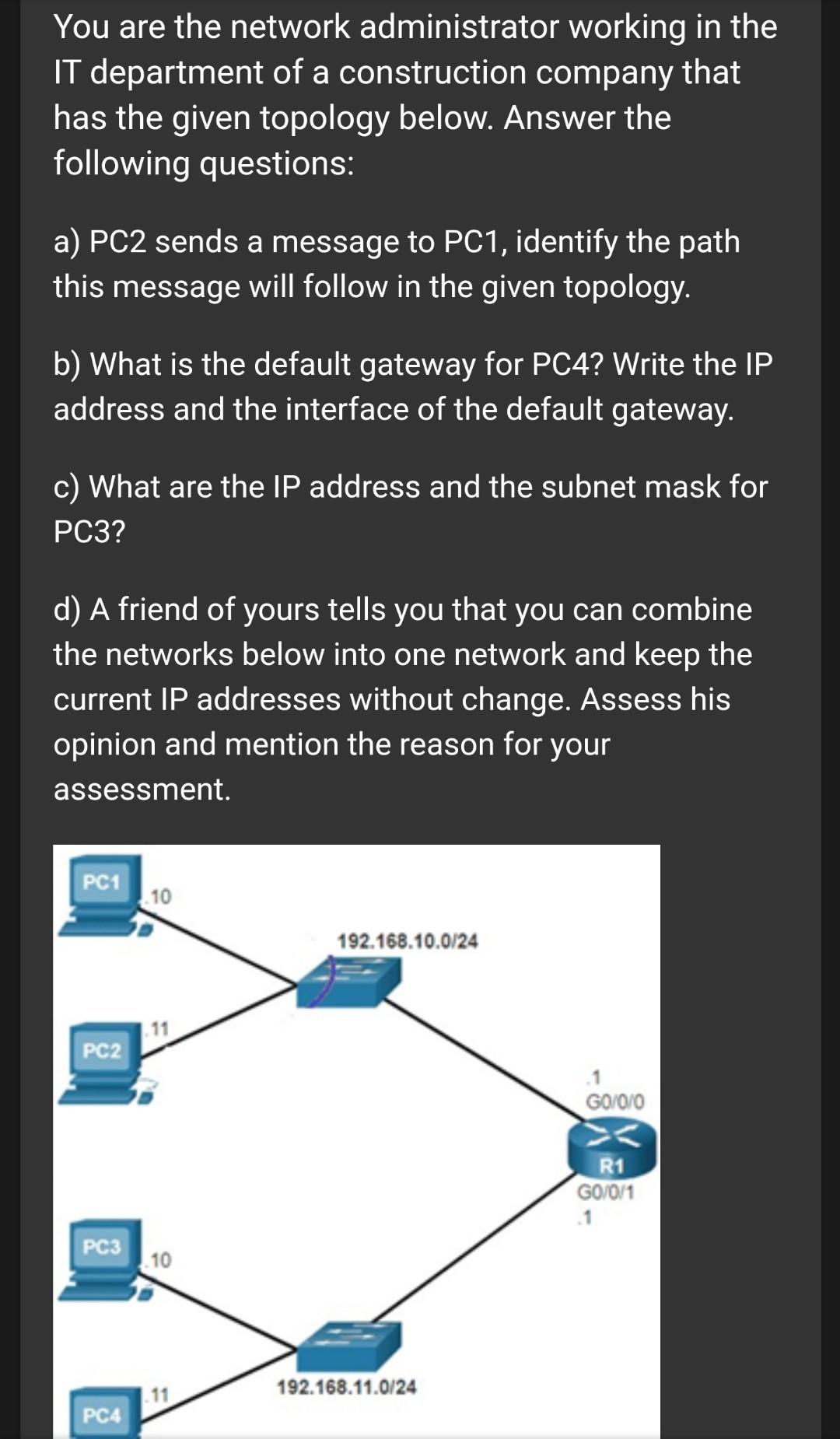 Solved You are the network administrator working in the IT | Chegg.com