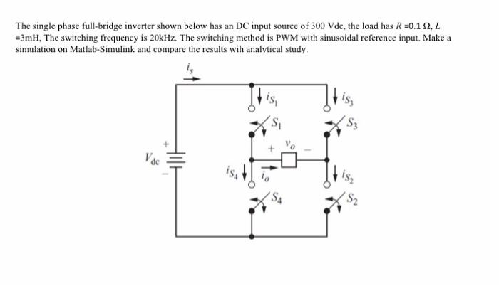 Solved The Single Phase Full-bridge Inverter Shown Below Has | Chegg.com