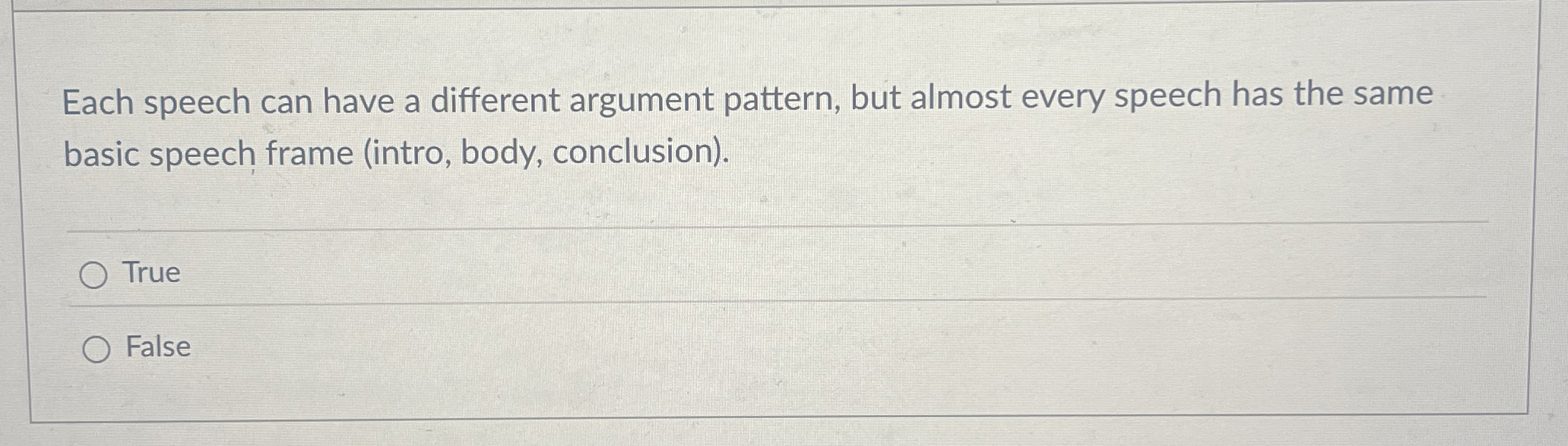 Solved Each speech can have a different argument pattern, | Chegg.com