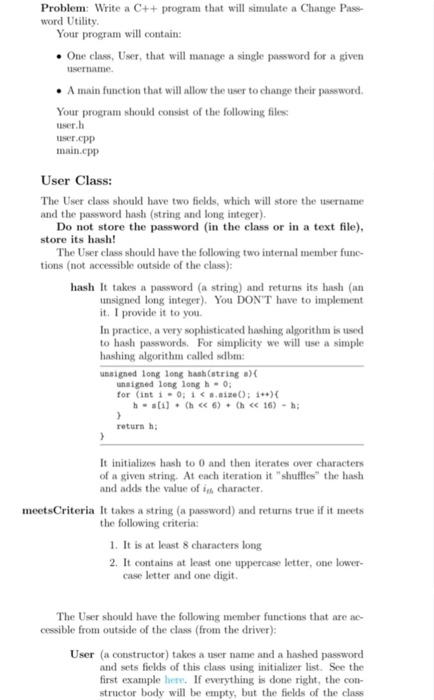 Problem: Write a C++ program that will simulate a | Chegg.com