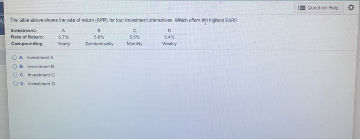 Solved III Question Help The table above shows the rate of | Chegg.com
