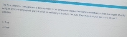 Solved The four pillars for management's development of an | Chegg.com
