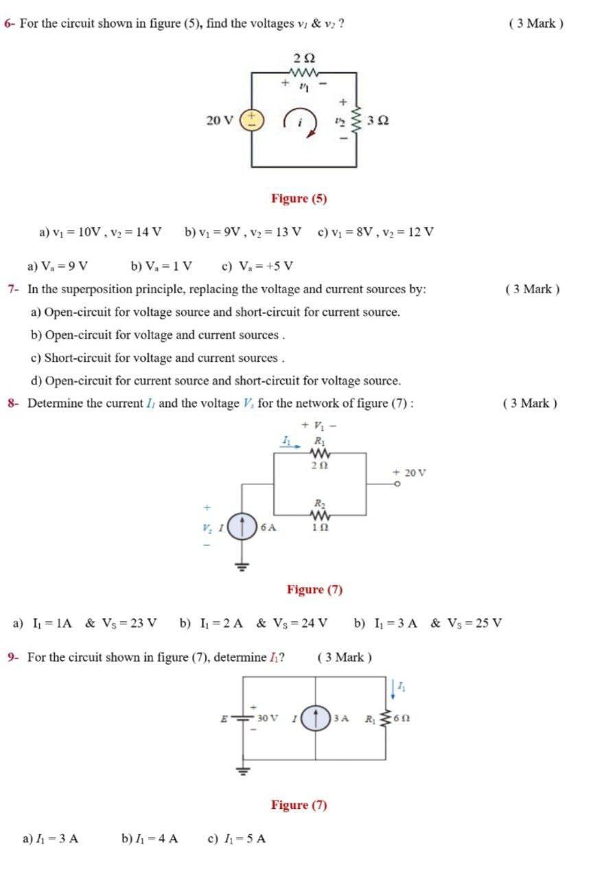 Solved 6- For The Circuit Shown In Figure (5), Find The | Chegg.com