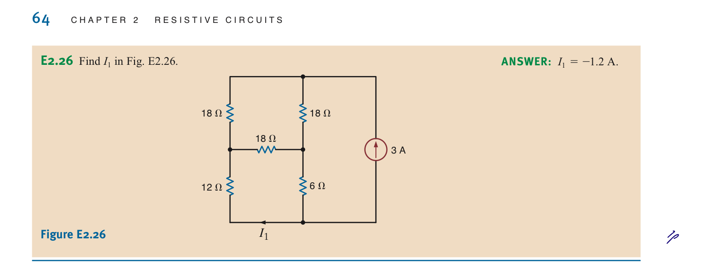 Solved E2.26 Find I1 in Fig. E2.26.ANSWER: I1=-1.2A.Figure | Chegg.com