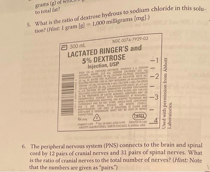 Solved 5. What is the ratio of dextrose hydrous to sodium