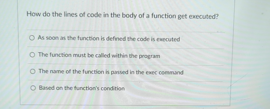 Solved How do the lines of code in the body of a function | Chegg.com