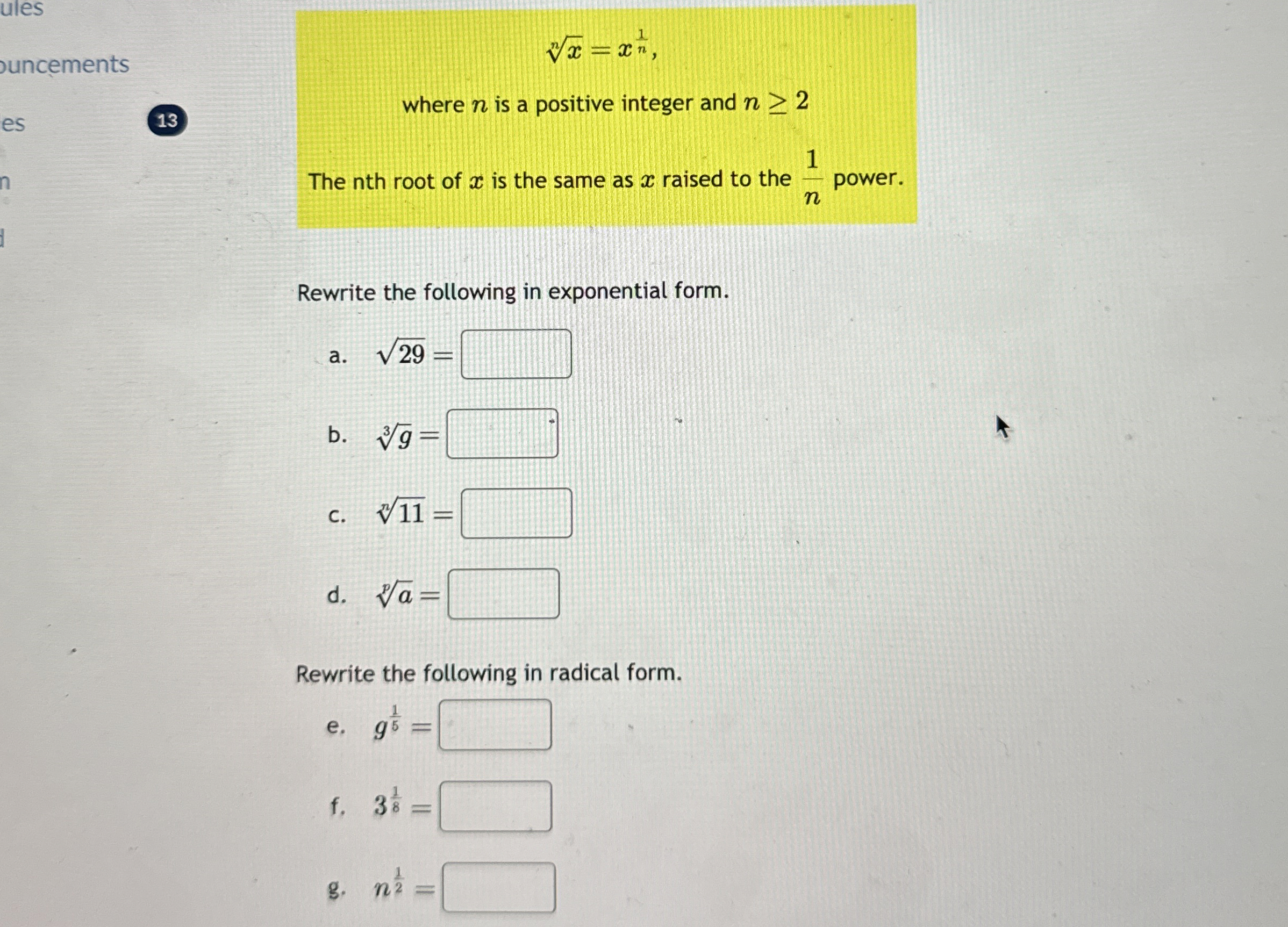 Solved xn=x1n13where n ﻿is a positive integer and n≥2The nth | Chegg.com
