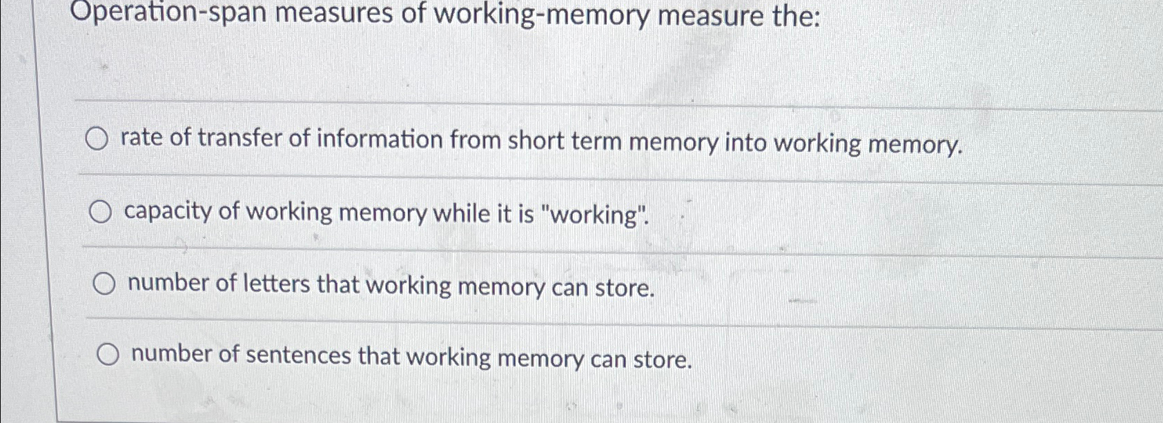 Solved Operation-span measures of working-memory measure | Chegg.com