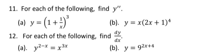 Solved 11. For each of the following, find y