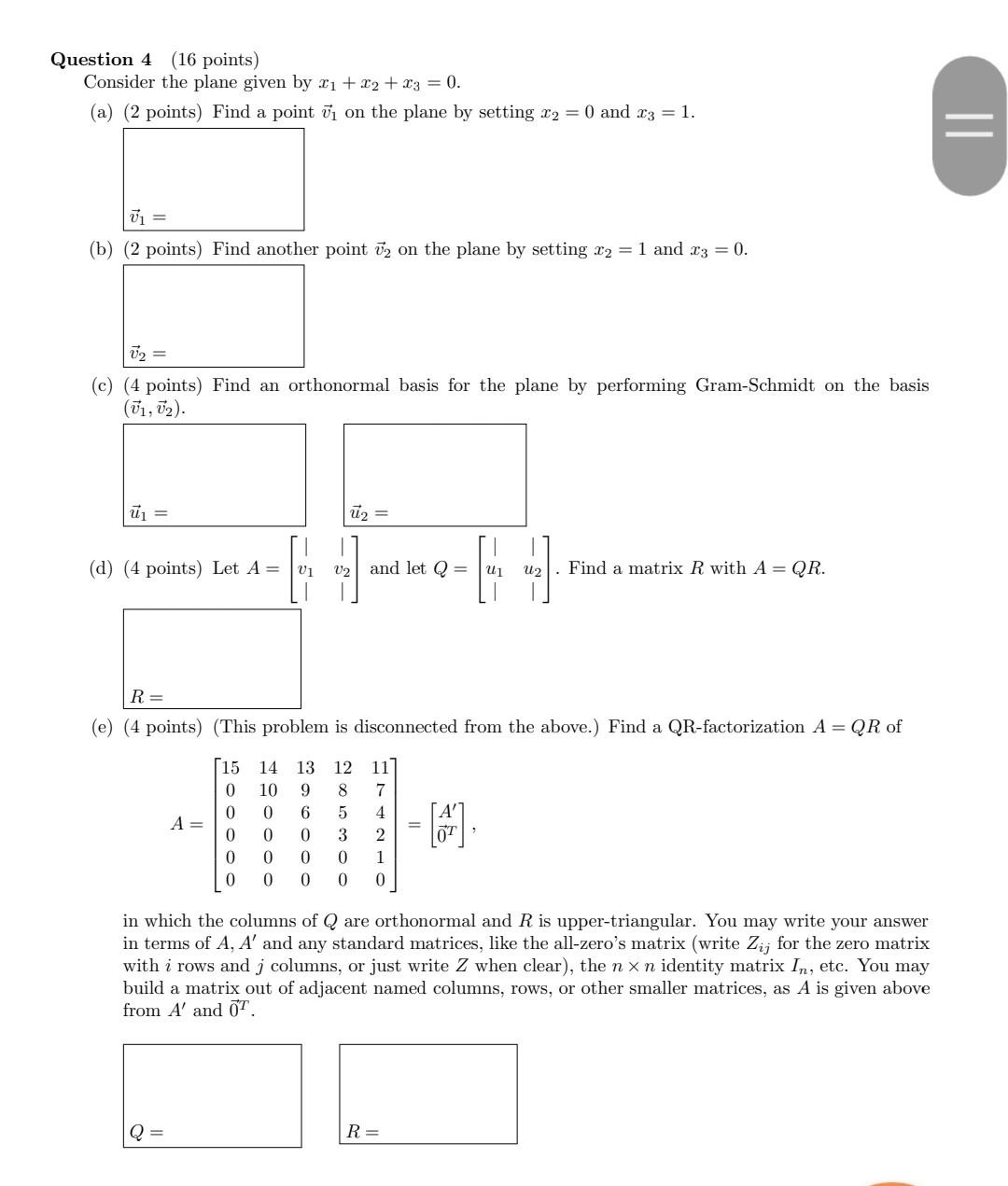 Solved Question 4 (16 points) Consider the plane given by 21 | Chegg.com