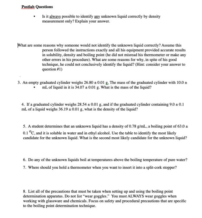 Solved Density Use the data below to calculate the density | Chegg.com