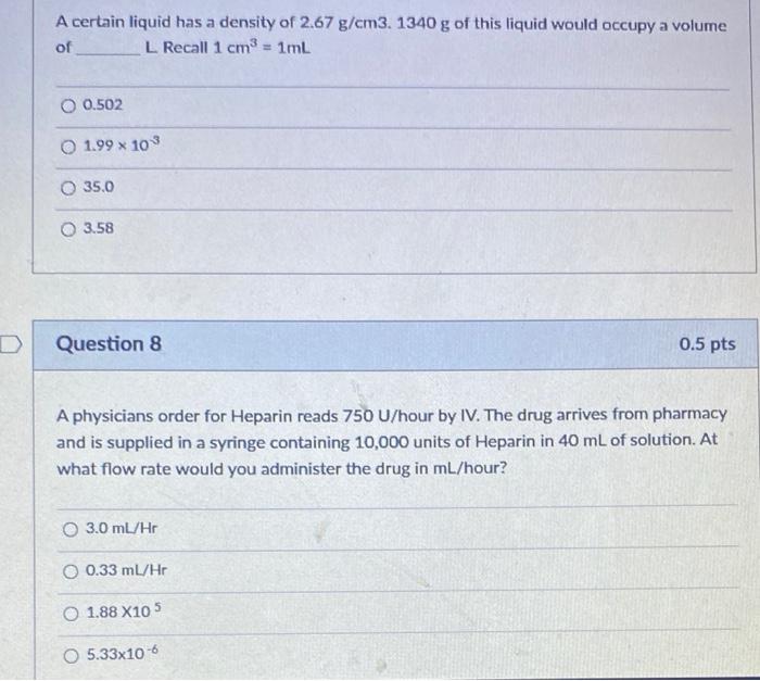 Solved A certain liquid has a density of 2.67 g/cm3. 1340 g | Chegg.com