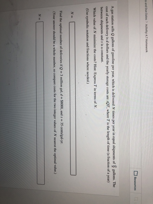 Solved Es And Due Dates Activity 4 7 Homework Resources Chegg Com