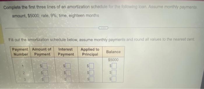 Solved Complete the first three lines of an amortization | Chegg.com