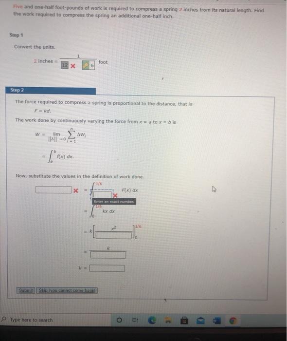 Solved Five and one-half foot-pounds of work is required to | Chegg.com