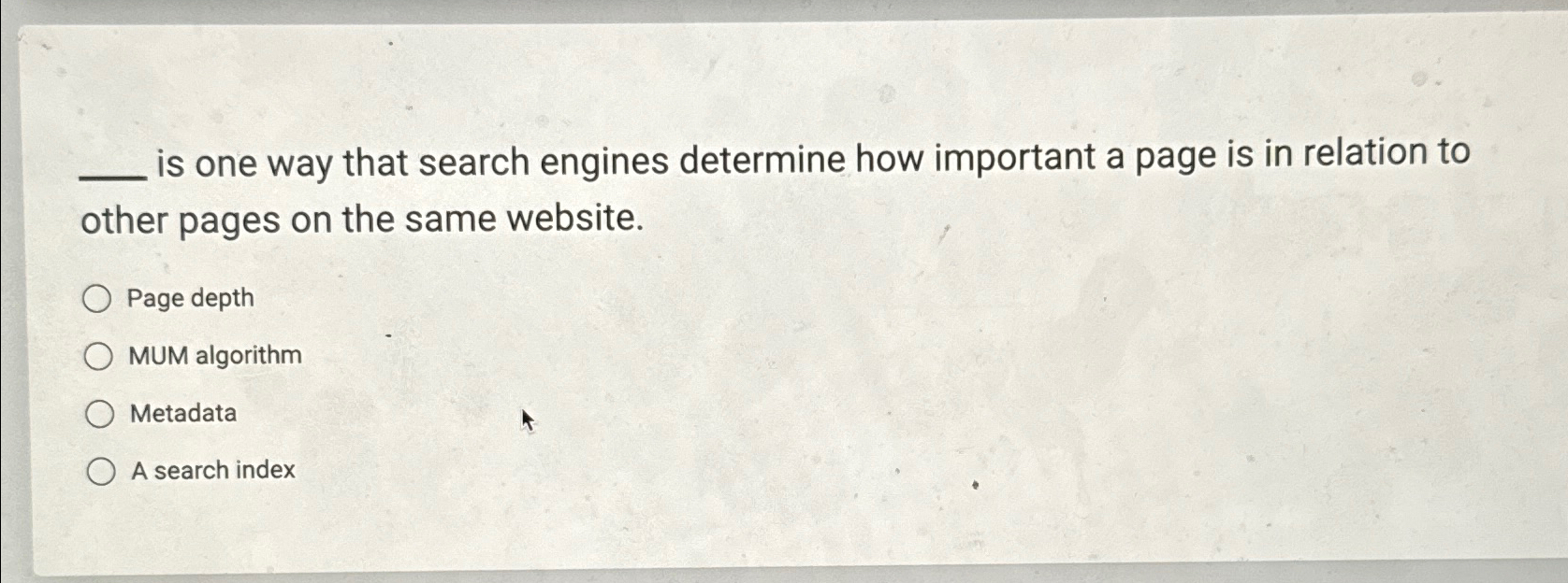 Solved is one way that search engines determine how | Chegg.com