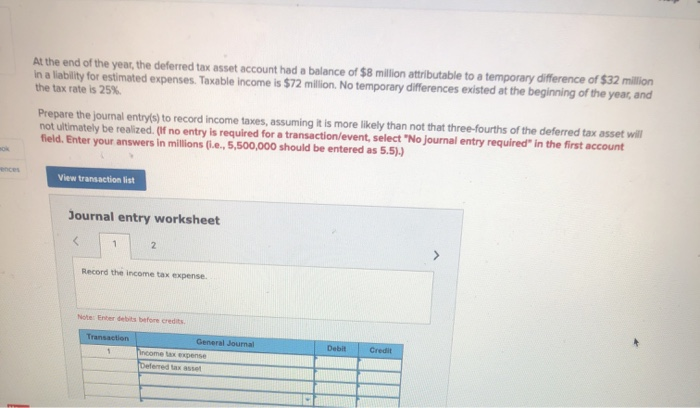 Solved At The End Of The Year, The Deferred Tax Asset | Chegg.com