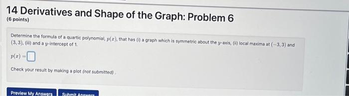 Solved 14 Derivatives and Shape of the Graph: Problem 6 (6 | Chegg.com