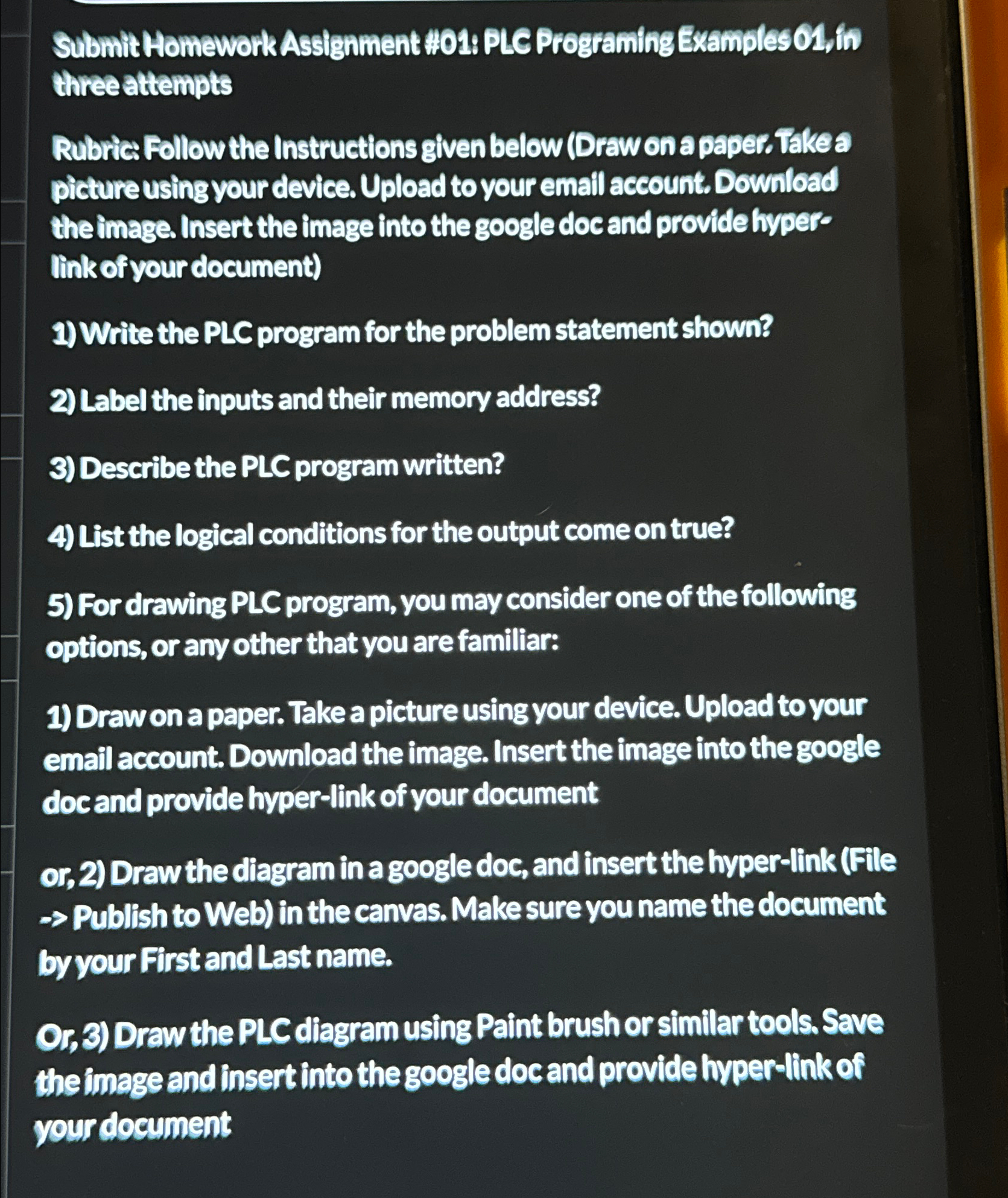 Solved Submit Homework Assignment H01: PLC Programing | Chegg.com