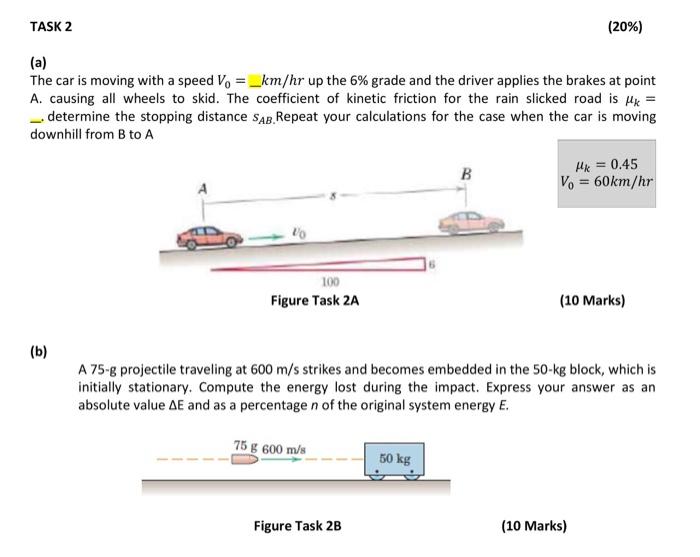 Solved TASK 2 (20%) (a) The car is moving with a speed V = | Chegg.com