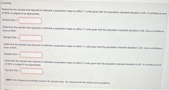 Solved Determine The Sample Size Required To Estimate A | Chegg.com