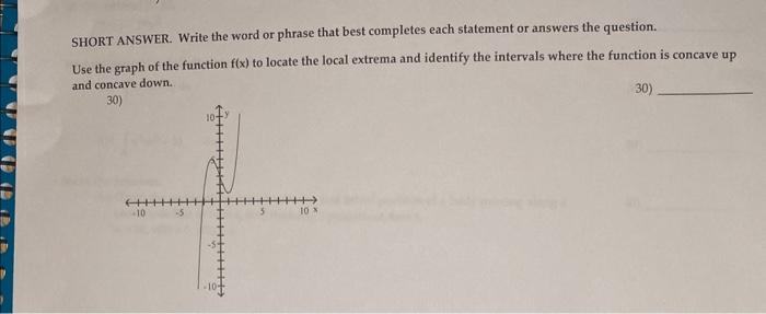 Solved SHORT ANSWER. Write the word or phrase that best | Chegg.com