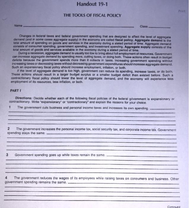 Solved handout 19 1 print the tools of fiscal policy name chegg