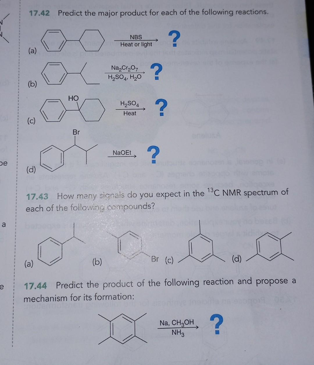 Solved 17.42 Predict The Major Product For Each Of The | Chegg.com