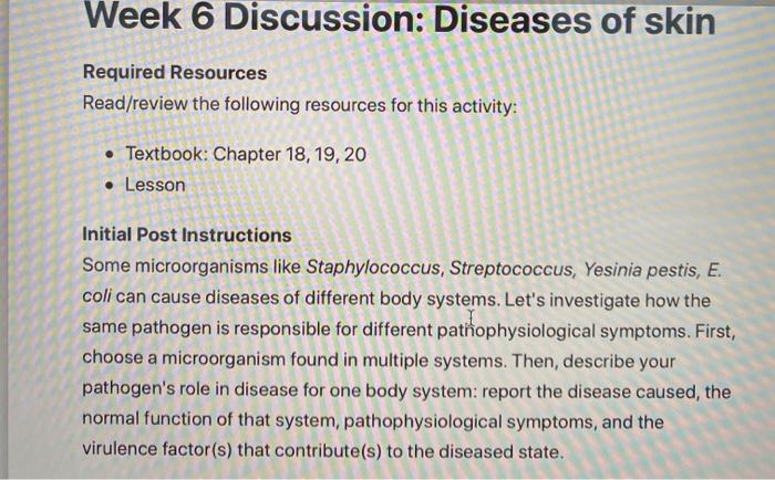 Solved Week 6 Discussion: Diseases Of Skin Required | Chegg.com