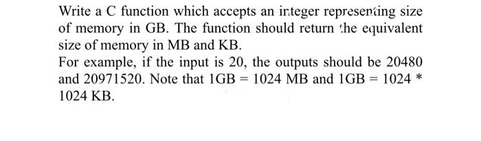 Solved Write a C function which accepts an integer | Chegg.com