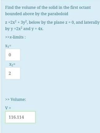 Solved Find the volume of the solid in the first octant | Chegg.com