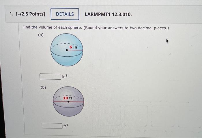 volume of sphere questions and answers