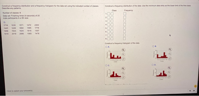 Solved Construct a frequency distribution and a frequency | Chegg.com