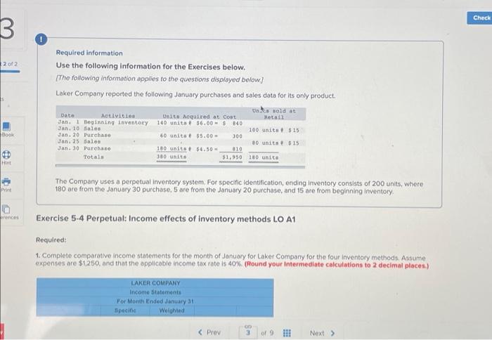 Solved Check B 2012 Required Information Use The Following | Chegg.com