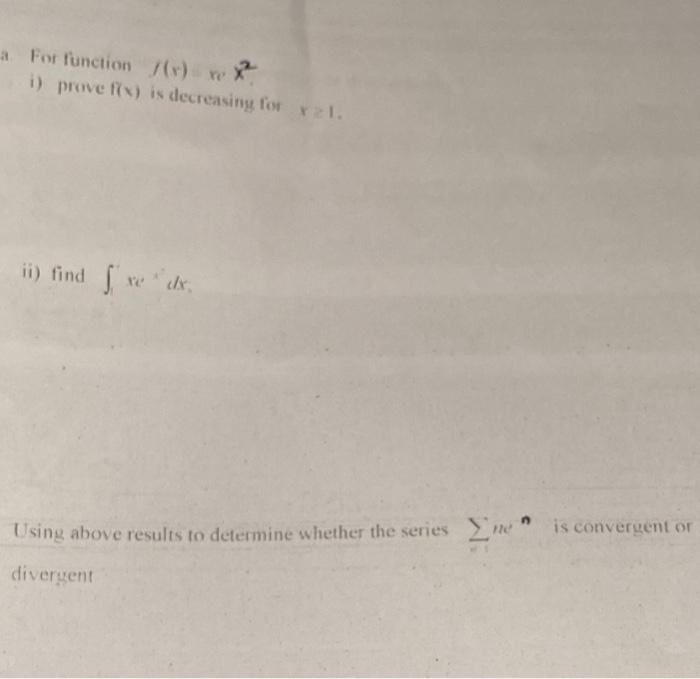 Solved # For function (v) ? i) prove fix) is decreasing for | Chegg.com