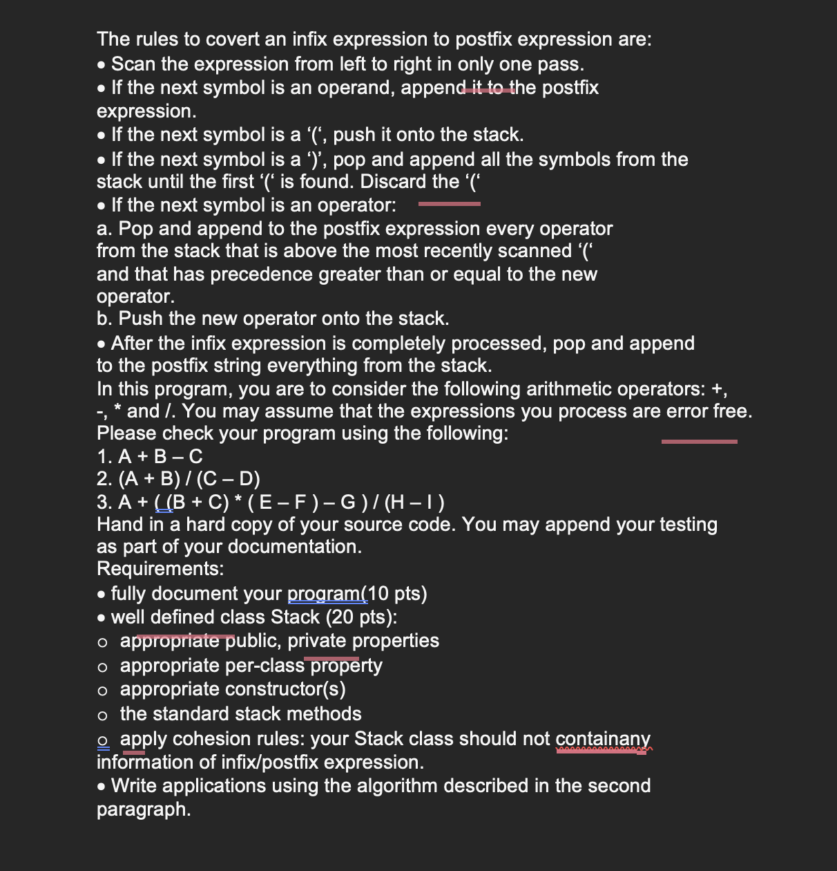 Solved The rules to covert an infix expression to postfix | Chegg.com