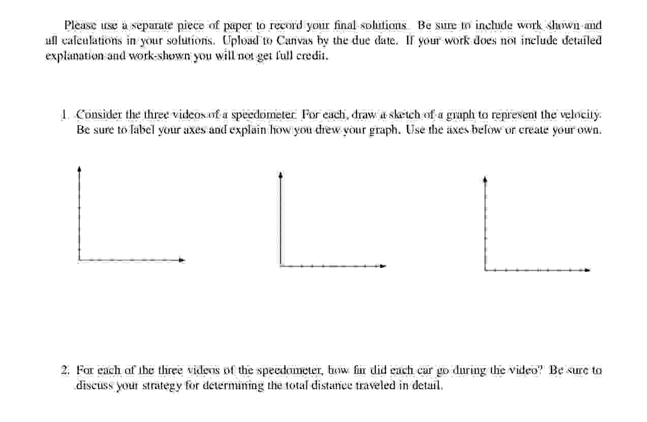 Solved 1.Consider the the videos of a speedometer. For each, | Chegg.com