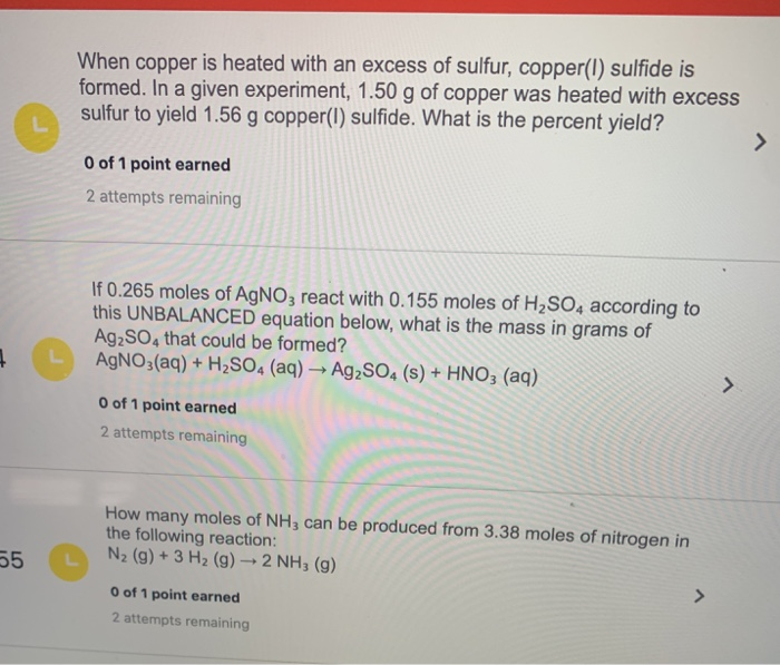 Solved When copper is heated with an excess of sulfur,