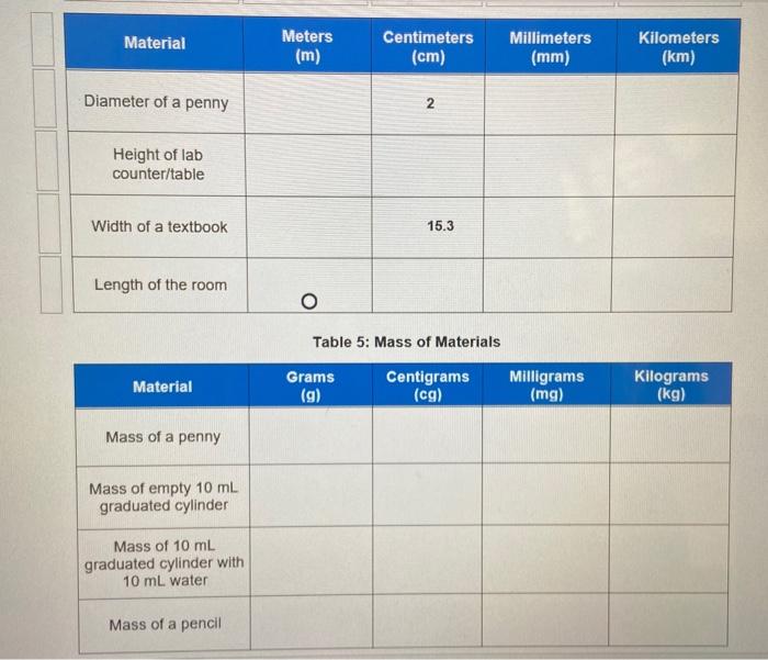 Material Meters M Centimeters Cm Millimeters Mm Chegg Com