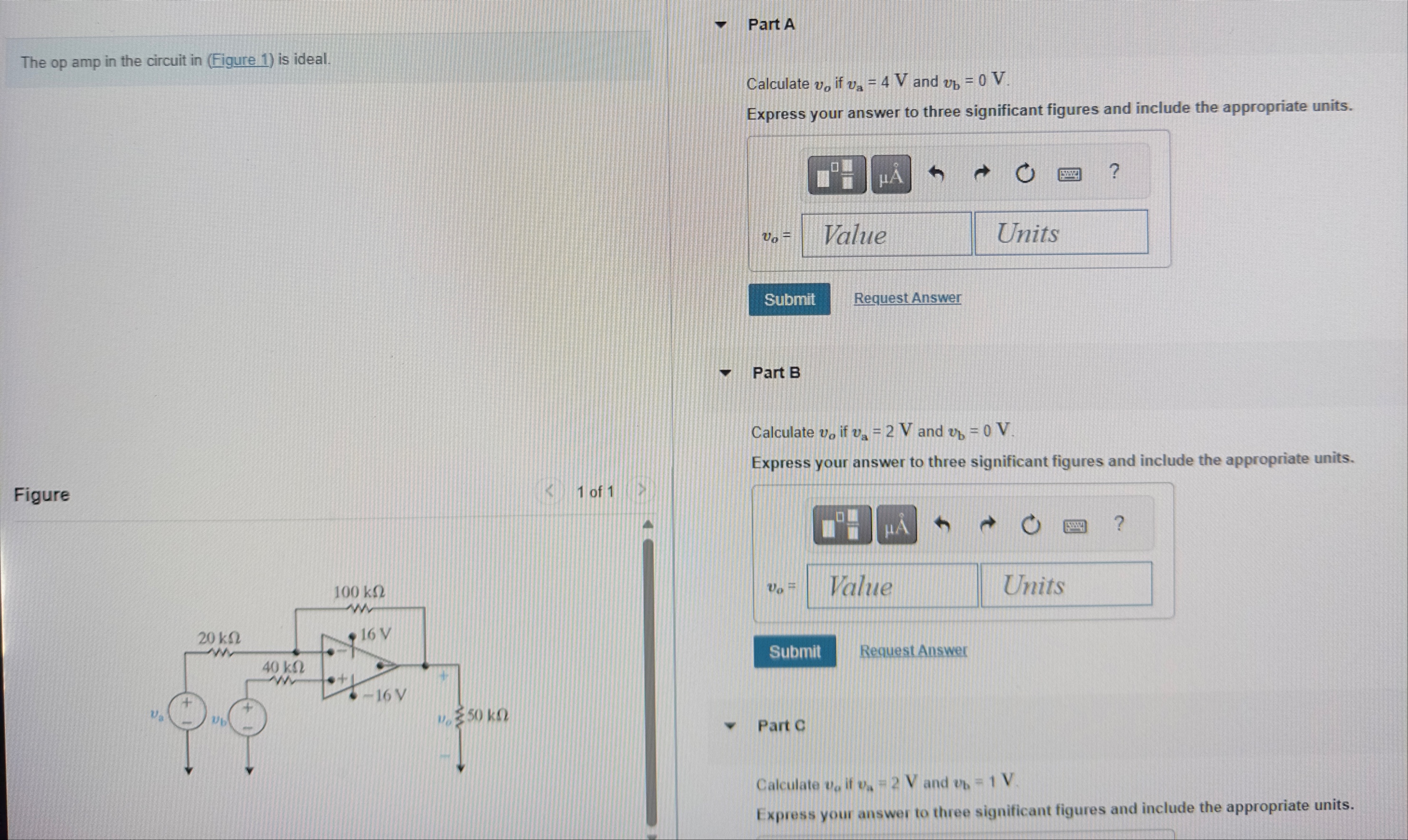 Solved Solve all parts please Part AThe op amp in the | Chegg.com
