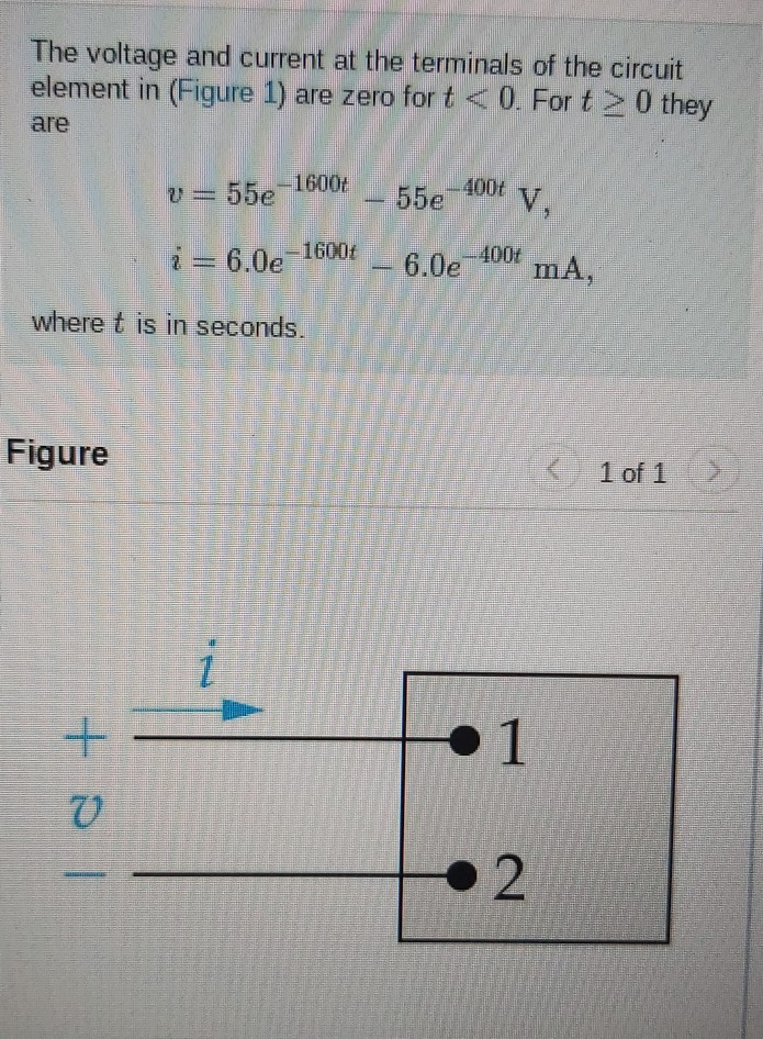 Solved The voltage and current at the terminals of the | Chegg.com