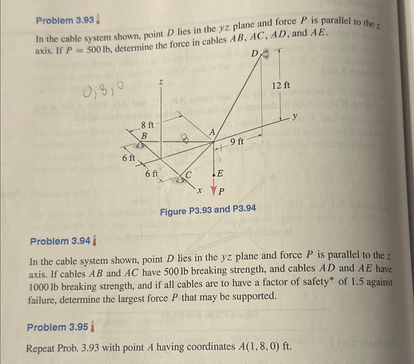 Solved Problem 3 93 ﻿andin The Cable System Shown Point D