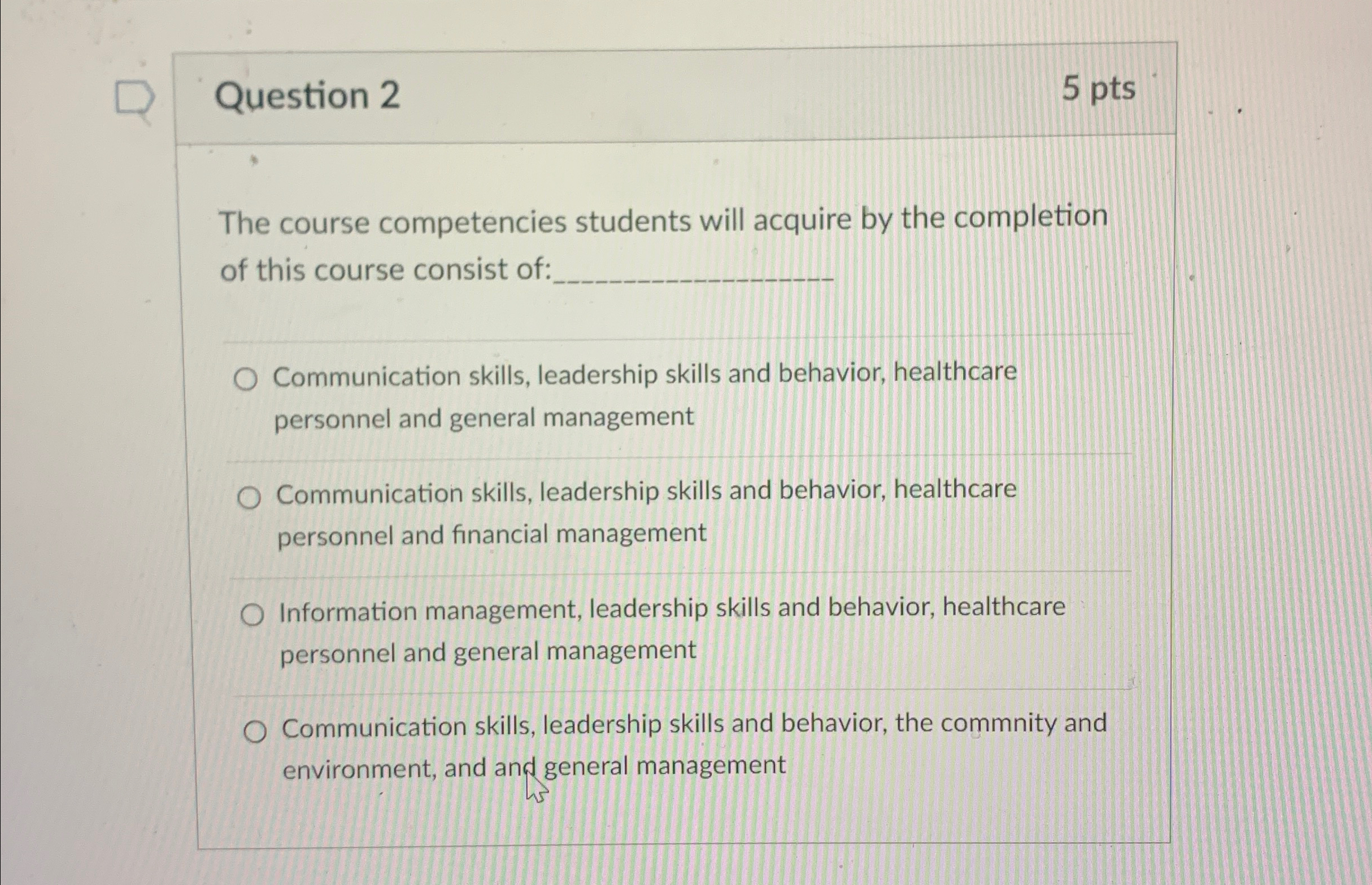 Solved Question 25 ﻿ptsThe course competencies students will | Chegg.com