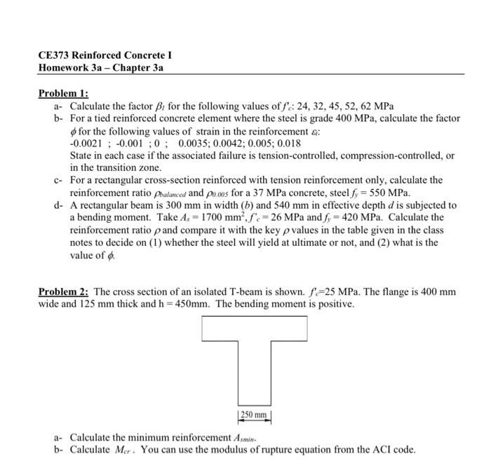 Solved Problem 1: A- Calculate The Factor B, For The | Chegg.com