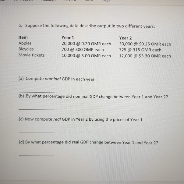 Solved 5. Suppose the following data describe output in two | Chegg.com