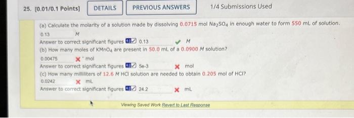 Solved (a) Calculate the molarity of a solution made by | Chegg.com
