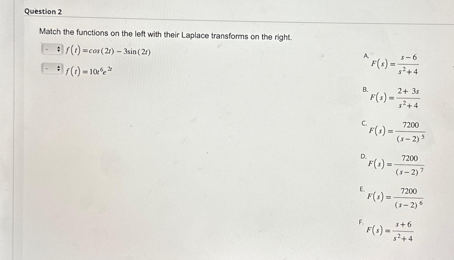 Solved Question 2Match the functions on the left with their | Chegg.com