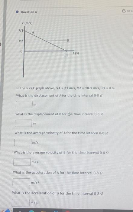 Solved Question 6 V Ms V1 V2 0 A M In The V Vs T Graph 6149